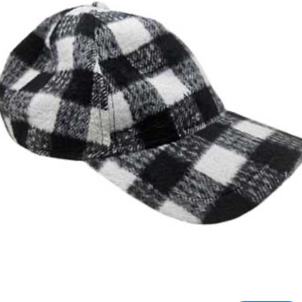 All Saints Black and White Buffalo Plaid Adjustable Cap NEW - Picture 1 of 1
